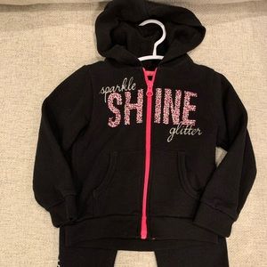 Black Shine, Sparkle & Glitter Hoodie/Pant Set 2T girls
